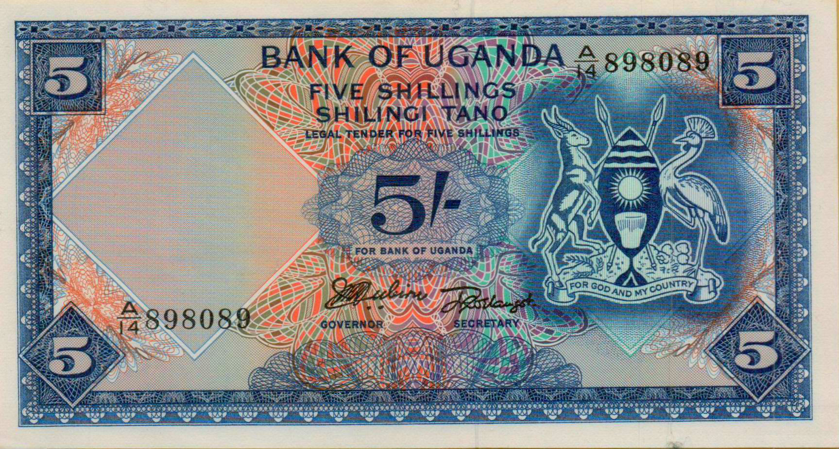 Uganda 5 1966 UNC P-1